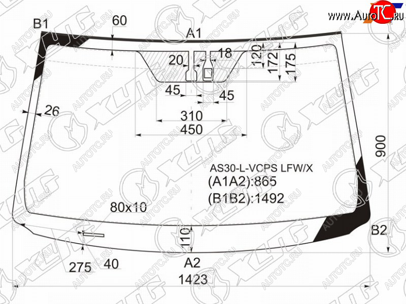 5 799 р. Стекло лобовое (Датчик дождя Молдинг) XYG Toyota RAV4 XA305 5 дв. дорестайлинг (2005-2009)  с доставкой в г. Кемерово