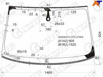 8 849 р. Стекло лобовое (Датчик дождя Молдинг) XYG Audi A4 B8 дорестайлинг, универсал (2007-2011)  с доставкой в г. Кемерово. Увеличить фотографию 1