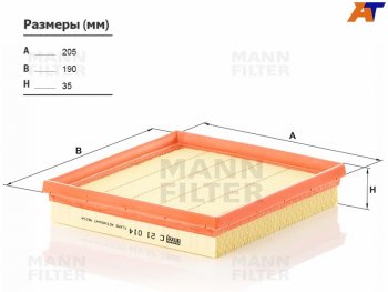 Фильтр воздушный MANN Skoda Fabia  Mk3 (2014-2018), Skoda Octavia ( A7,  A8) (2012-2022), Skoda Yeti (2013-2018), Volkswagen Golf ( 7,  8) (2012-2025), Volkswagen Jetta ( A6,  A7) (2015-2022), Volkswagen Polo  5 (2015-2020)