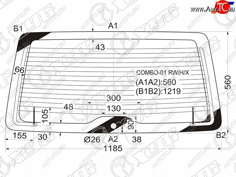 9 549 р. Стекло заднее (Цвет зеленый Обогрев) Opel Combo 01-11 XYG COMBO-01 RW/H/X  с доставкой в г. Кемерово