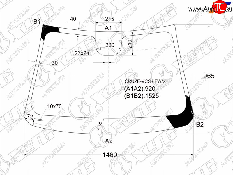 5 599 р. Стекло лобовое (Датчик дождя) Chevrolet Cruze 09-15  Daewoo Lacetti 08-11 XYG CRUZE-VCS LFW/X  с доставкой в г. Кемерово