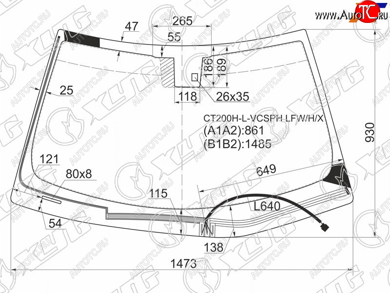 7 999 р. Стекло лобовое (Обогрев щеток Датчик дождя) Lexus CT 11- XYG CT200H-L-VCSPH LFW/H/X  с доставкой в г. Кемерово