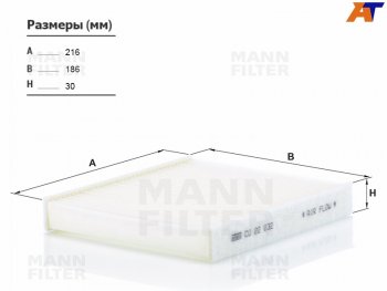 Фильтр салона MANN Lexus RX  200T (2015-2017), Lexus RX350  AL20 (2015-2019), Toyota C-HR  NGX10, ZGX10 (2016-2025), Toyota Prius  XW50 (2015-2025)