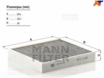 Фильтр салона угольный MANN Audi A1 ( 8X1 хэтчбэк 3 дв.,  8XA хэтчбэк 5 дв.,  GB хэтчбэк 5 дв.) (2010-2025), Skoda Fabia ( Mk2,  Mk3) (2010-2018), Volkswagen Polo ( 5,  Mk5,  Mk6) (2009-2022)