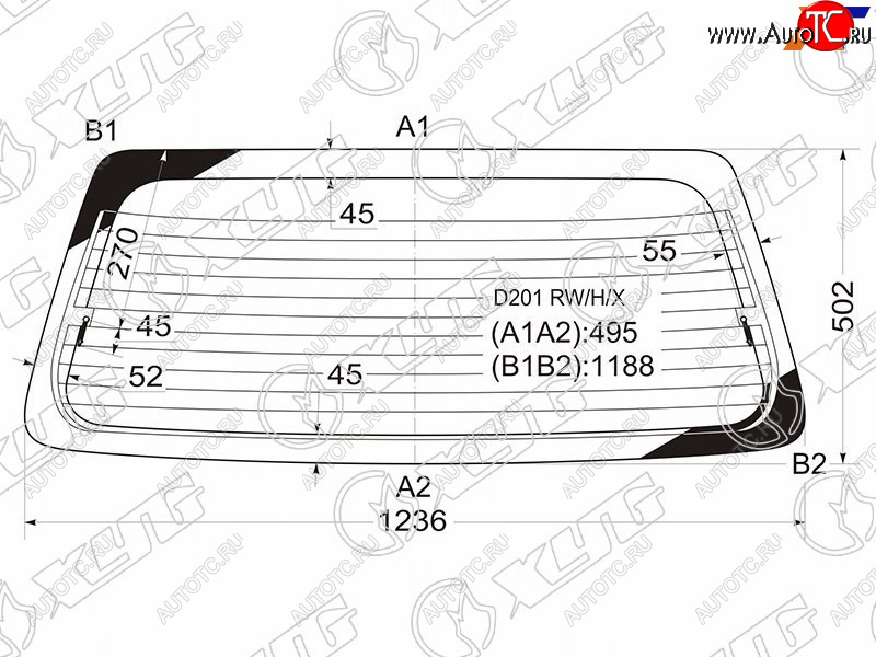 6 599 р. Стекло заднее (Цвет зеленый Обогрев) Mazda Demio 96-02 XYG D201 RW/H/X  с доставкой в г. Кемерово