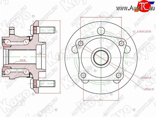 10 499 р. Ступичный узел задн. TOYOTA VISTA ARDEOCALDINAALLIONWISHOPAAVENSIS AZT255 4WD 98-07 KOYO DACF2146A  с доставкой в г. Кемерово