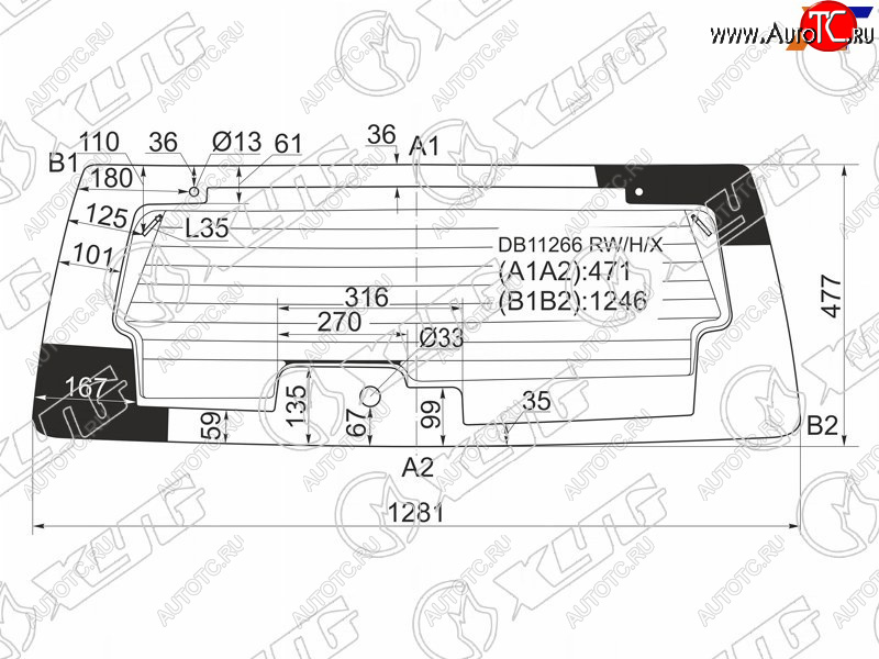 9 549 р. Стекло заднее (Цвет зеленый Обогрев) Ford Escape 07-12 XYG DB11266 RW/H/X  с доставкой в г. Кемерово