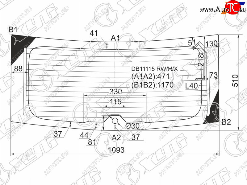 9 549 р. Стекло заднее (Цвет зеленый Обогрев) Dodge Caliber 06-12 XYG DB11115 RW/H/X  с доставкой в г. Кемерово
