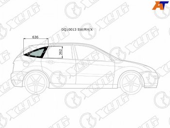 2 349 р. Стекло кузова боковое (не опускное) (Справа Цвет зеленый) Ford Focus 98-04 XYG DQ10013 SW/RH/X  с доставкой в г. Кемерово. Увеличить фотографию 1
