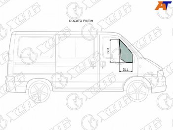 2 399 р. Стекло форточки (уголок) переднее правое  PEUGEOT BOXERCITROEN JUMPERFIAT DUCATO 94-06             XYG DUCATO FV/RH  с доставкой в г. Кемерово. Увеличить фотографию 1