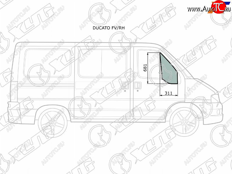 2 399 р. Стекло форточки (уголок) переднее правое  PEUGEOT BOXERCITROEN JUMPERFIAT DUCATO 94-06             XYG DUCATO FV/RH  с доставкой в г. Кемерово
