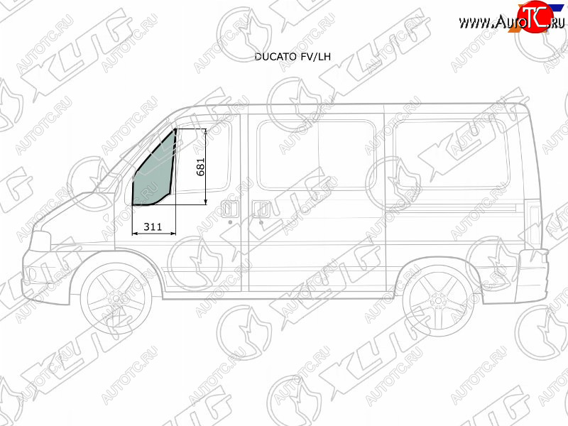 2 399 р. Стекло форточки (уголок) переднее левое  PEUGEOT BOXERCITROEN JUMPERFIAT DUCATO 94-06              XYG DUCATO FV/LH  с доставкой в г. Кемерово