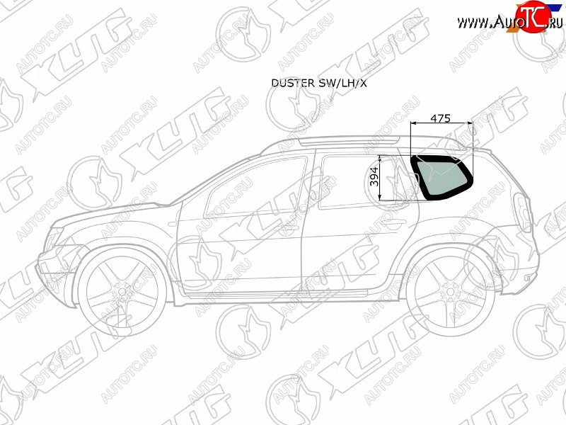 1 759 р. Стекло кузова боковое (не опускное) (Слева Цвет зеленый) Nissan Terrano 14-22  Renault Duster 10-2 XYG DUSTER SW/LH/X  с доставкой в г. Кемерово