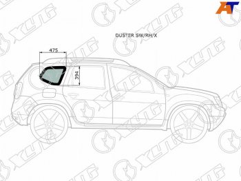 1 759 р. Стекло кузова боковое (не опускное) (Справа Цвет зеленый) Nissan Terrano 14-22  Renault Duster 10- XYG DUSTER SW/RH/X  с доставкой в г. Кемерово. Увеличить фотографию 1