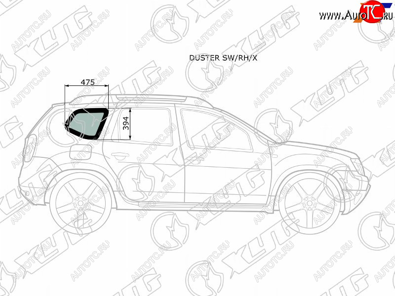1 759 р. Стекло кузова боковое (не опускное) (Справа Цвет зеленый) Nissan Terrano 14-22  Renault Duster 10- XYG DUSTER SW/RH/X  с доставкой в г. Кемерово