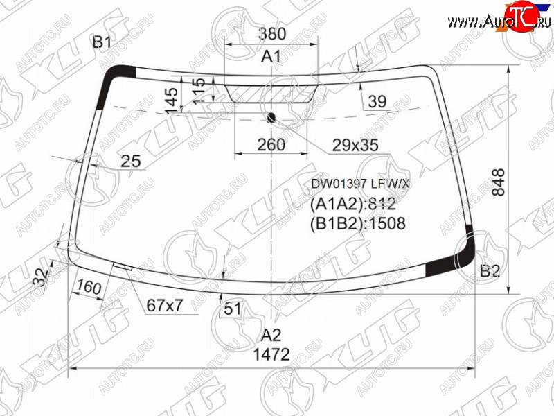 5 849 р. Стекло лобовое Ford Escape 00-12  Maverick 93-07  Mazda Tribute 00-07  Mercury Mariner 07-10 XYG DW01397 LFW/X  с доставкой в г. Кемерово