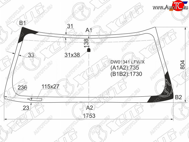 5 999 р. Стекло лобовое Chevrolet Tahoe 95-07  Cadillac Escalade 99-06  Chevrolet Avalanche 03-06  Silvera XYG DW01341 LFW/X  с доставкой в г. Кемерово
