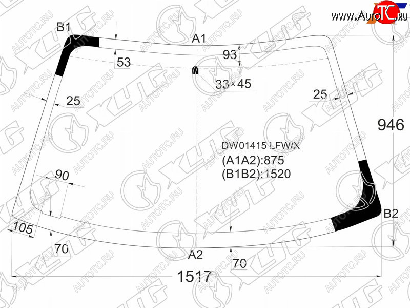 12 899 р. Стекло лобовое CHRYSLER SEBRINGDODGE STRATUS 2D 00-03                                               XYG DW01415 LFW/X  с доставкой в г. Кемерово