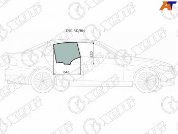 1 759 р. Стекло боковое опускное (Сзади Справа Цвет зеленый) BMW 3-Series 05-14                             XYG E90 RD/RH  с доставкой в г. Кемерово. Увеличить фотографию 1