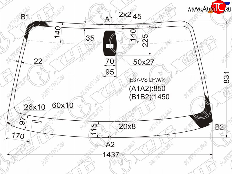 5 899 р. Стекло лобовое (Датчик дождя) BMW XYG BMW 1 серия E87 хэтчбэк 5 дв. дорестайлинг (2004-2007)  с доставкой в г. Кемерово