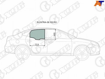 2 349 р. Стекло боковое опускное (Сзади Справа Цвет зеленый) Hyundai Elantra 06-12  Avante 06-11           XYG ELANTRA-06 RD/RH  с доставкой в г. Кемерово. Увеличить фотографию 1