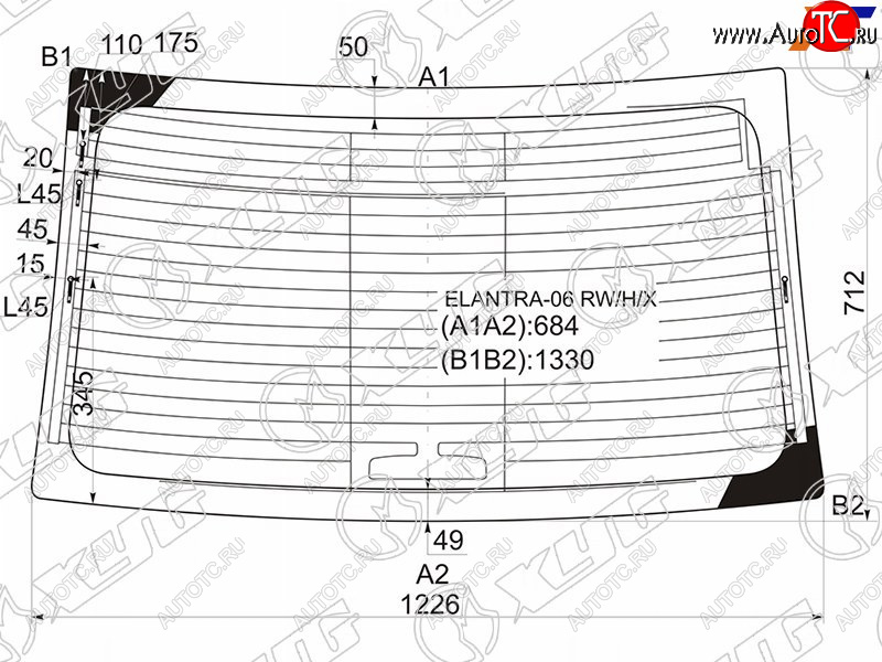 7 299 р. Стекло заднее (Цвет зеленый Обогрев Антенна) Hyundai Elantra 06-12  Avante 06-11 XYG ELANTRA-06 RW/H/X  с доставкой в г. Кемерово