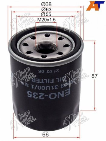 Фильтр масляный NISSAN VK#, VQ30DE,VG33E,TB#, VH41DE EXCEL JAPAN ENO-235