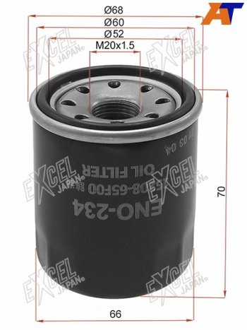 Фильтр масляный NISSAN QG#, MR20DE, QR20,25, SR20,VQ 20,25, HR#                                      EXCEL JAPAN ENO-234