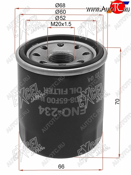 459 р. Фильтр масляный NISSAN QG#, MR20DE, QR20,25, SR20,VQ 20,25, HR#                                      EXCEL JAPAN ENO-234  с доставкой в г. Кемерово