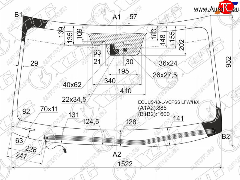 11 299 р. Стекло лобовое (Обогрев щеток Камера Датчик дождя) Hyundai Equus 10-13 XYG EQUUS-10-L-VCPSS LFW/H/X  с доставкой в г. Кемерово