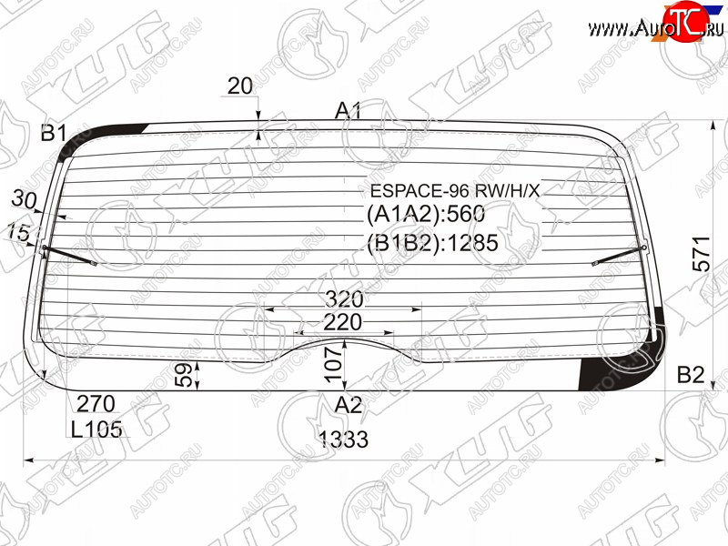 6 599 р. Стекло заднее с обогревом RENAULT ESPACE III 96-03                                                   XYG ESPACE-96 RW/H/X  с доставкой в г. Кемерово