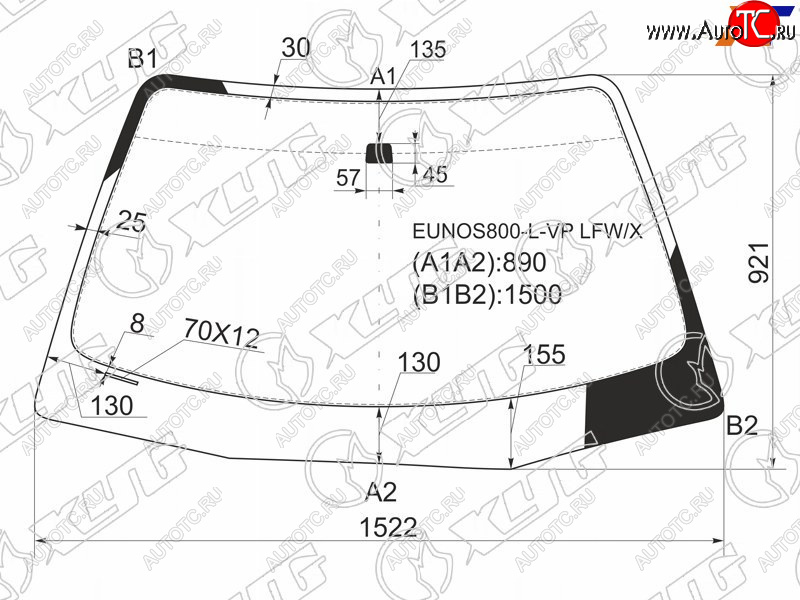 6 949 р. Стекло лобовое Mazda Eunos 800 93-97  Millenia 94-03  Xedos 9 93-02 XYG EUNOS800-L-VP LFW/X  с доставкой в г. Кемерово