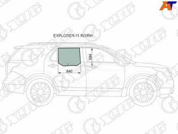 2 159 р. Стекло боковое опускное (Сзади Справа Цвет зеленый) Ford Explorer 10-19                            XYG EXPLORER-11 RD/RH  с доставкой в г. Кемерово. Увеличить фотографию 1