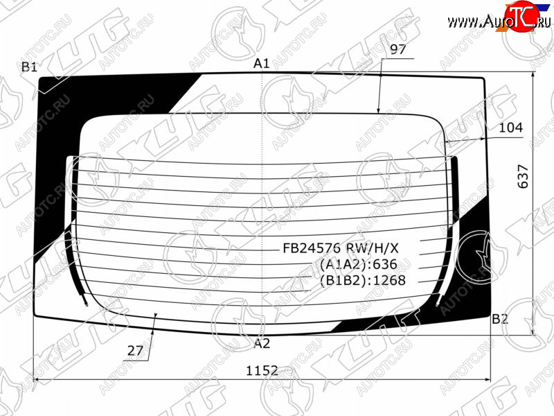7 199 р. Стекло заднее (Цвет зеленый Обогрев) Toyota Prius (ZVW30) 09-16  Prius PHV 12-16 XYG FB24576 RW/H/X  с доставкой в г. Кемерово