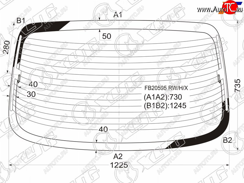5 549 р. Стекло заднее с обогревом DAEWOO LEGANZA 4D 97-02                                                    XYG FB20595 RW/H/X  с доставкой в г. Кемерово