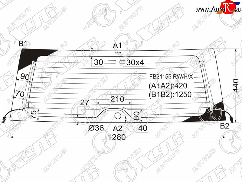 7 199 р. Стекло заднее (Цвет зеленый Обогрев Антенна) Toyota RAV4 (CA20) 00-05 XYG FB21155 RW/H/X  с доставкой в г. Кемерово