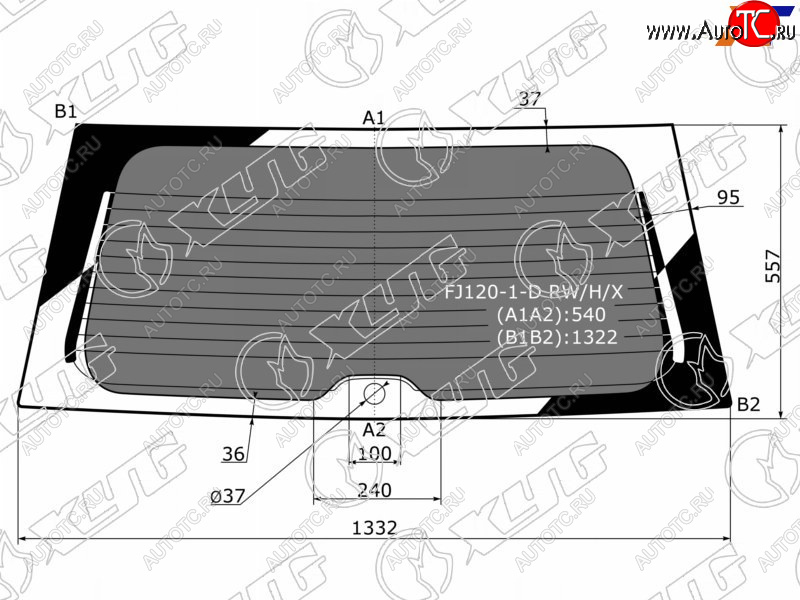 7 599 р. Стекло заднее (Затемненное Обогрев) Toyota Land Cruiser Prado (J120) 02-09  Lexus GX 02-09 XYG FJ120-1-D RW/H/X  с доставкой в г. Кемерово