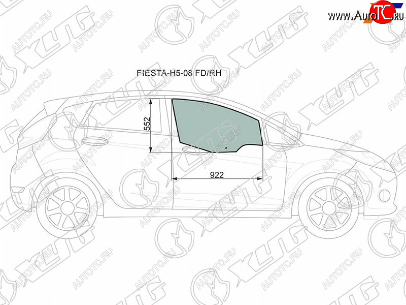 3 299 р. Стекло переднее правое опускное FORD FIESTA 5D 08- XYG FIESTA-H5-08 FD/RH, fiestah508fdrh XYG FIESTA-H5-08 FD/RH  с доставкой в г. Кемерово