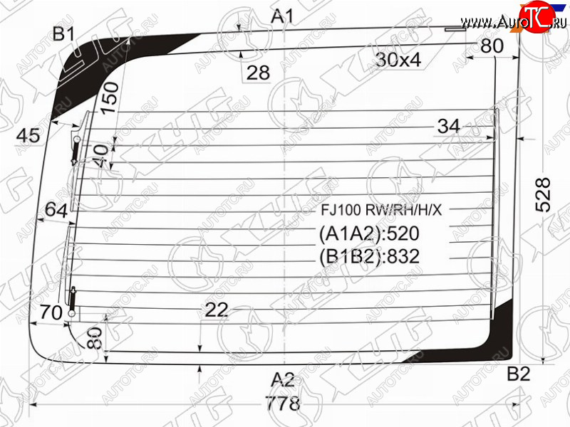 5 399 р. Стекло заднее (Цвет зеленый Обогрев справа. распашная дверь) Toyota Land Cruiser (J100) 98-07  La XYG FJ100 RW/RH/H/X  с доставкой в г. Кемерово
