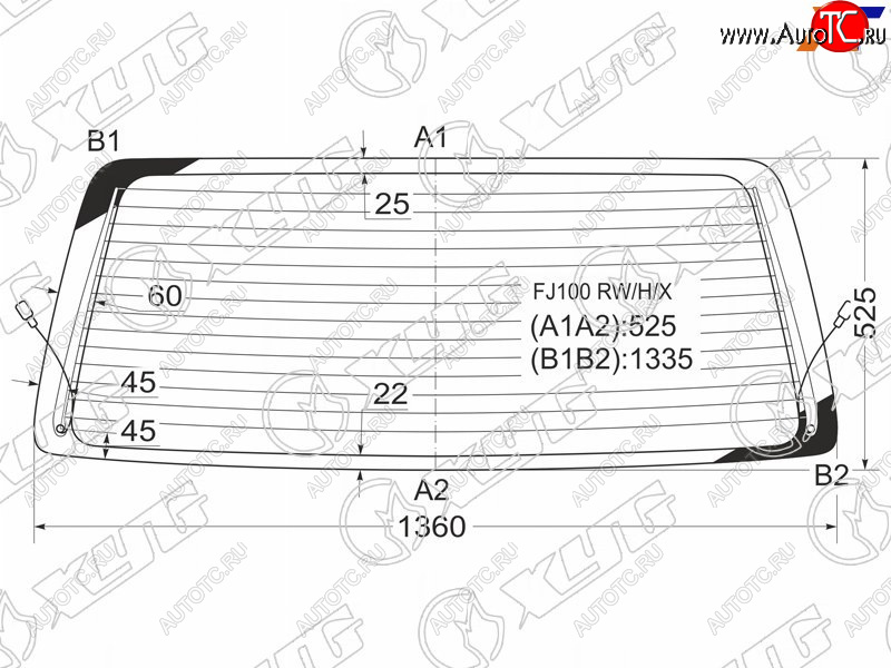 7 199 р. Стекло заднее (Цвет зеленый Обогрев) Toyota Land Cruiser (J100) 98-07  Lexus LX 98-07  Toyota Lan XYG FJ100 RW/H/X  с доставкой в г. Кемерово