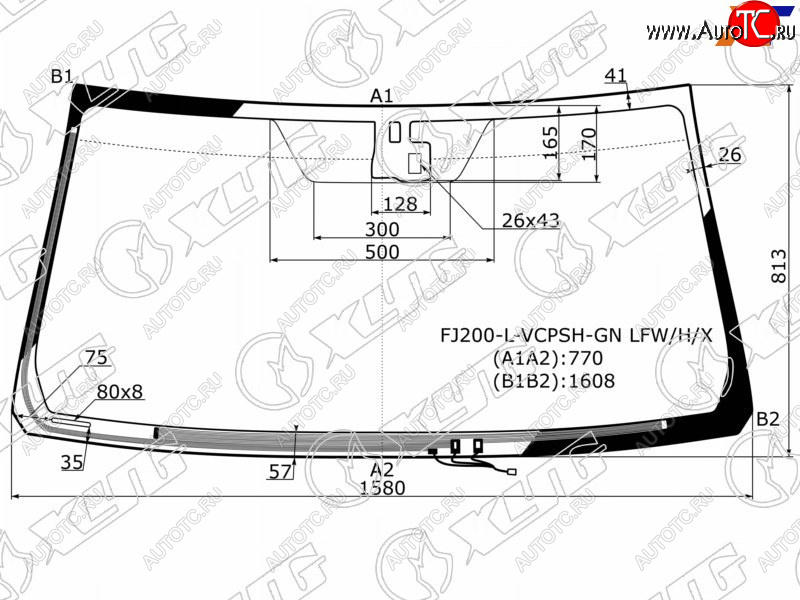 7 599 р. Стекло лобовое (Обогрев щеток Датчик дождя) Toyota Land Cruiser (J200) 07-15  Lexus LX 07-15 XYG FJ200-L-VCPSH-GN LFW/H/X  с доставкой в г. Кемерово