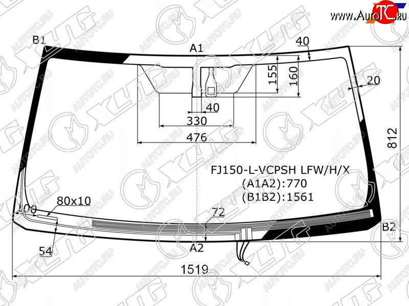 7 999 р. Стекло лобовое (Обогрев щеток Датчик дождя) Toyota Land Cruiser Prado (J150) 09-20  Lexus GX 02-19 XYG FJ150-L-VCPSH LFW/H/X  с доставкой в г. Кемерово