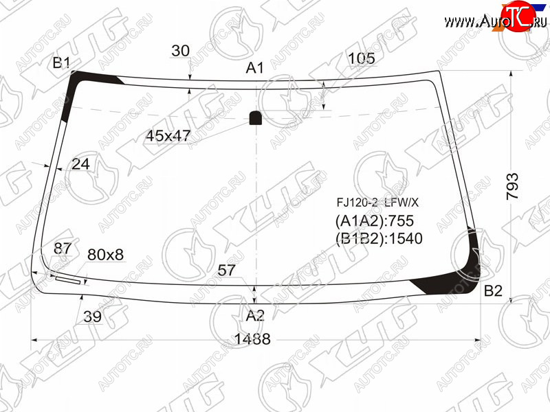 4 899 р. Стекло лобовое Toyota Land Cruiser Prado (J120) 02-09  Lexus GX 02-09 XYG FJ120-2 LFW/X  с доставкой в г. Кемерово