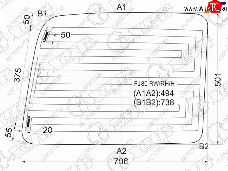 5 599 р. Стекло заднее (Цвет зеленый Обогрев) Toyota Land Cruiser (J80) 89-97 XYG FJ80 RW/RH/H  с доставкой в г. Кемерово