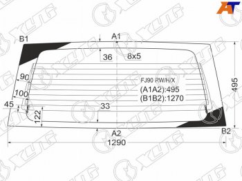 7 999 р. Стекло заднее (Цвет зеленый Обогрев) Toyota Land Cruiser Prado (J90) 96-02 XYG FJ90 RW/H/X  с доставкой в г. Кемерово. Увеличить фотографию 1