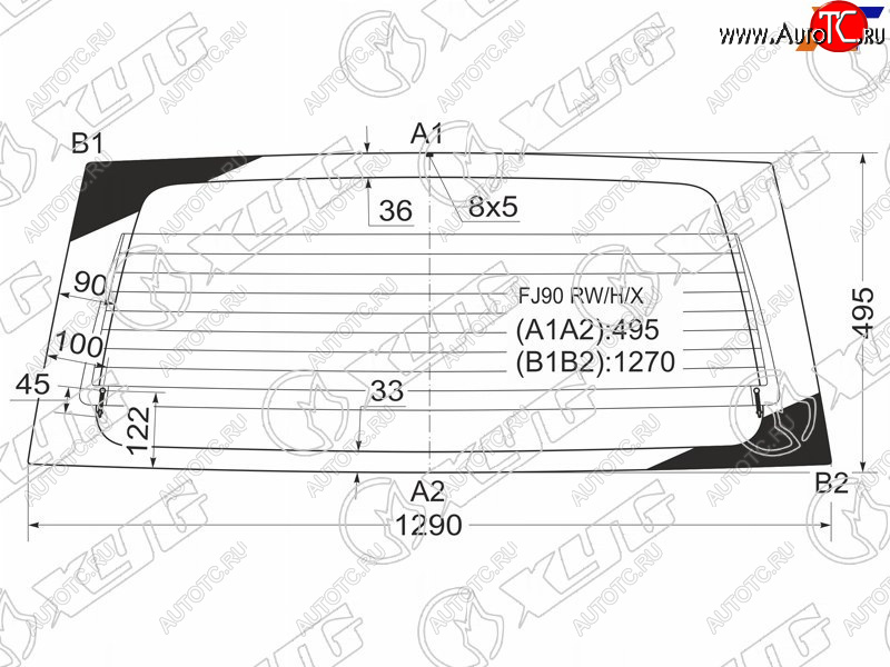 7 999 р. Стекло заднее (Цвет зеленый Обогрев) Toyota Land Cruiser Prado (J90) 96-02 XYG FJ90 RW/H/X  с доставкой в г. Кемерово