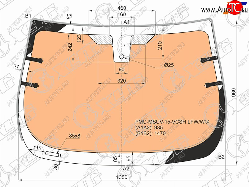 22 699 р. Стекло лобовое (Обогрев полный Датчик дождя Молдинг) Ford EcoSport 14-23 XYG FMC-MSUV-15-VCSH LFW/W/X  с доставкой в г. Кемерово