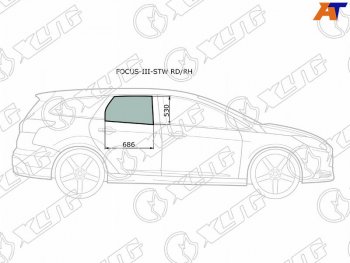 2 789 р. Стекло боковое опускное (Сзади Справа Цвет зеленый) Ford Focus 10-19 XYG FOCUS-III-STW RD/RH  с доставкой в г. Кемерово. Увеличить фотографию 1