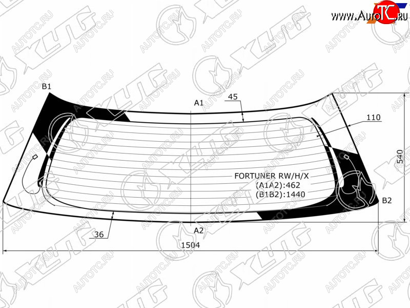 7 849 р. Стекло заднее (Цвет зеленый Обогрев) Toyota Fortuner 04-15 XYG FORTUNER RW/H/X  с доставкой в г. Кемерово