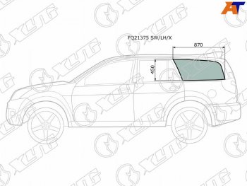 3 999 р. Стекло кузова боковое (не опускное) (Слева Цвет зеленый) Great Wall Hover 05-10  Hover H3 10-16  XYG FQ21375 SW/LH/X  с доставкой в г. Кемерово. Увеличить фотографию 1